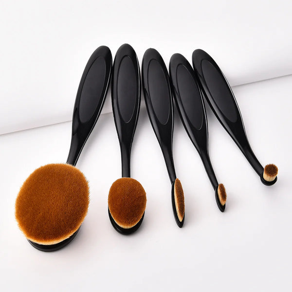 5Pcs Portable Oval Makeup Brushes